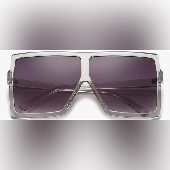 Light Grey Square Oversized Sunglasses UNISEX Flat Top Fashion Shades

0107